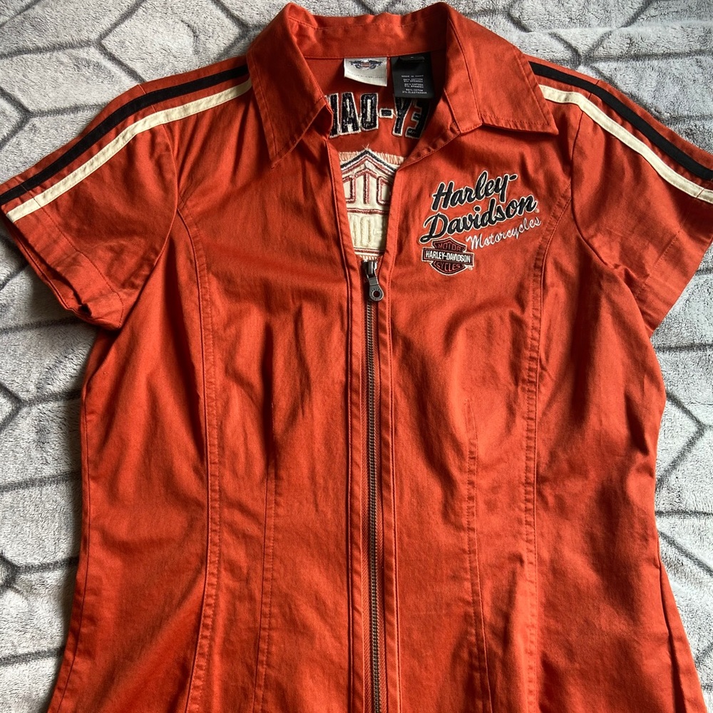 NWOT Harley Davidson Short Sleeve Zip-up size s
